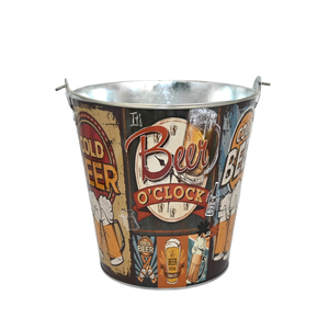 Cubo de Hielo de Metal Galvanizado con Diseño Retro de Cerveza, con Dos Asas, para Enfriar Bebidas, Decoración para Bares y Pubs - Product Image 1