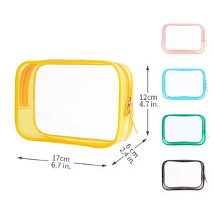 TSA กระเป๋าเครื่องสำอางใส PVC ใสมีซิปกระเป๋าเครื่องสำอางสำหรับสนามบินผู้หญิงผู้ชายที่เก็บเครื่องสำอาง - Product Image 3