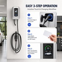 Chargeur EV réglable 7/11/22 kW avec écran tactile 5 pouces, WiFi, Bluetooth, OCPP1.6 pour la recharge de véhicules électriques résidentiels et commerciaux