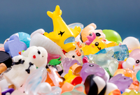 Lots de 100 Pièces Aléatoires en Vrac, Animaux de Dessin Animé pour Enfants, Petites Figurines Jouets, Bombes de Bain Miniatures, Sculpture d'Art pour Micro-Paysage