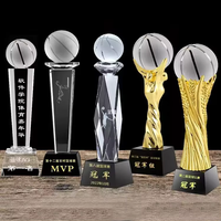 Trophée de l'événement sportif Crystal Metal Crafts Trophée et médailles de basket-ball en verre de résine Trophées de cristal en métal Mvp