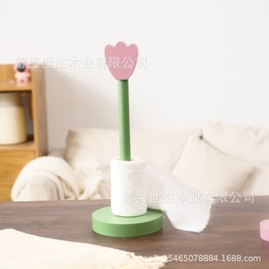 Flower Shaped Wooden <b>Paper</b> Towel Holder Desktop <b>Kitchen</b> Storage Tulip Design For Home Use - Product Image 1