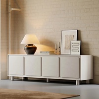 Commode plate blanche moderne sur mesure avec étagères de meuble meuble TV en bois manufacturé Charnière à fermeture en douceur pour buffet