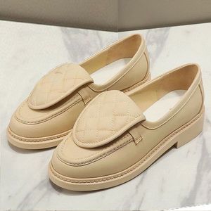 Quilted Genuine Leather Loafers for Women Toe Slip-On Flat <b>Shoes</b> <b>Soft</b> Insole Geometric Pattern Lightweight Classic Casual - Product Image 3