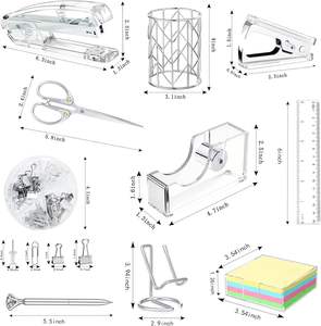 Ensemble de fournitures de bureau de luxe ensemble d'agrafeuses en acrylique accessoires d'installation de bureau en or rose - Product Image 5