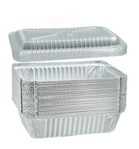 سعر المصنع صواني رقائق الألومنيوم للاستخدام مرة واحدة للحاوية المستقيمة الجاهزة مع أغطية الورق/البلاستيك - Product Image 1