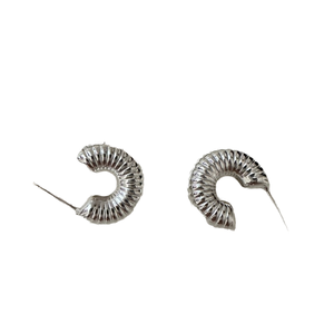 Pendientes de aro finos de moda coreana clásica Retro de plata de ley S925, intrincado trabajo hueco, favorito de los viajeros, personalizado - Product Image 5