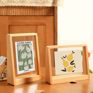 Personnaliser cadre photo de table en bois <span class=keywords><strong>double</strong></span> face <span class=keywords><strong>support</strong></span> d'affichage de cartes cadre photo trapézoïdal avec verre acrylique - Product Image 2