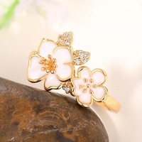 Ensemble de bagues ouvertes pour femme, tendance, délicates, en laiton plaqué or 18 carats, avec motifs goutte d'huile, fleur, perle, géométriques et zircon, idéal pour cadeau