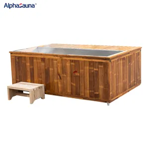 New Design Wooden Outdoor Wood Cold Plunge Tub Portable Chiller Unit Chest Freezer Ice Bath With Lid Arc