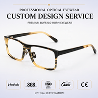 Monturas Ópticas Cuadradas Profesionales de Cuerno Natural Puro para Negocios, Lentes Fotocromáticas Anti Luz Azul, Gafas Sostenibles