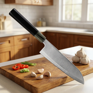 Cuchillo de chef japonés de acero inoxidable de 8-9.9 pulgadas con acabado cepillado, forjado a mano, mango de resina, para diestros, a bajo precio. - Product Image 4