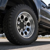 Velg Alloy Tempa Perak Brushed, Desain Lubang Bulat 6-Lug Heavy Duty untuk Truk Pikap Offroad 4x4 Petualangan Tuning