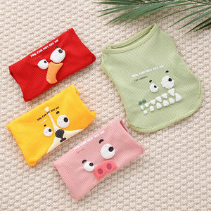 Gilet pour animaux de compagnie à imprimé animal mignon, en tissu gaufré respirant pour l'été, vêtements pour chiens et chats, Crocodile Vert, Oiseau Rouge, Chiot Jaune, Cochon Rose - Product Image 1