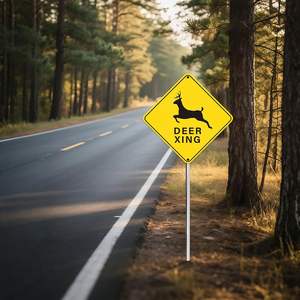 Tanda lalu lintas reflektif aluminium kustom-peringatan keamanan di jalan-melambat dan berhati-hati terhadap hewan liar - Product Image 5