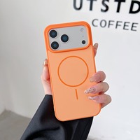 Coque de téléphone magnétique antichute en PC mat couleur unie avec protection d'objectif pour iPhone 12 13 14 15 16 Pro Max 17 Air