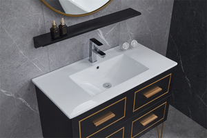 Hotel Furniture Panel <strong>Bathroom</strong> <strong>Cabinet</strong> with Mirror Custom Smart Vanity <strong>Wooden</strong> White Stainless Steel Modern Rectangle Foam Board - Product Image 4