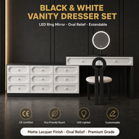 Meuble de toilette moderne en contreplaqué pour chambre à coucher, avec rangement intégré, design extensible, hauteur réglable, table de maquillage écologique pour bureau