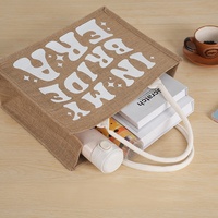 Individuell Bedruckte Jute-Tragetasche Große Kapazität Hochwertige Handtasche für Einkauf und Geschenke Laminiert Wasserdicht Baumwolle Leinen Ohne Verschluss