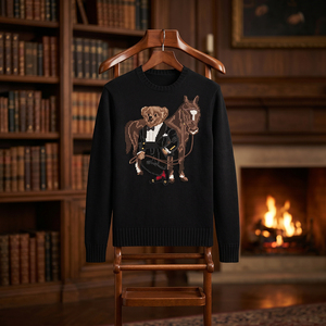 Suéter <span class=keywords><strong>de</strong></span> <span class=keywords><strong>Punto</strong></span> Grueso 7GG para <span class=keywords><strong>Hombre</strong></span>, Estilo Preppy Vintage, con Jacquard <span class=keywords><strong>de</strong></span> Oso, Diseño Retro con Estampado Animal, Mezcla <span class=keywords><strong>de</strong></span> Lana, para Invierno - Product Image 2