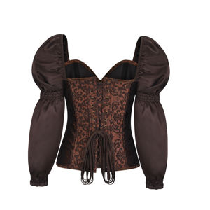 Corsetti e Bustini in Stile Vittoriano Retrò <span class=keywords><strong>con</strong></span> <span class=keywords><strong>Maniche</strong></span> Lunghe a Sbuffo, <span class=keywords><strong>Corsetto</strong></span> Gotico Taglie Forti per Donne, Abbigliamento Steampunk - Product Image 6