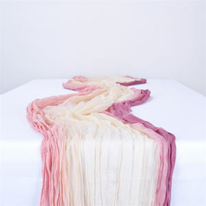 Camino de mesa impreso rústico de gasa arrugada con tinte <span class=keywords><strong>azul</strong></span> degradado de 120 pulgadas Vintage para bodas y despedidas de soltera - Product Image 3