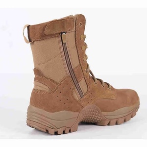 Bottes d'entraînement marron pour hommes en cuir de vachette, durables, avec fermeture éclair latérale, à enfiler, pour activités de plein air, randonnée, désert, <span class=keywords><strong>rouge</strong></span> - Product Image 2