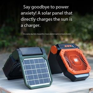 Nuevo Ventilador Multifuncional para Acampar al Aire Libre, Ventilador de Escritorio USB Recargable con Temporizador, Carga Solar, Cuatro Velocidades de Viento, Oscilación Vertical - Product Image 5