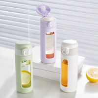 Bouteille d'eau sport en verre borosilicate et acier inoxydable, modèle 2026, pour les meilleures ventes, avec couvercle en plastique et tailles personnalisables