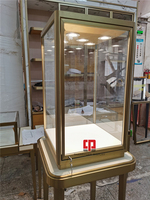 Vitrine à bijoux sur pied exclusive avec éclairage LED intelligent, tour d'exposition haut de gamme en métal et verre pour l'aménagement de boutiques