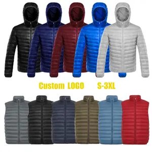 2024 Wholesale Custom Logo Men's down Coats Outdoor Black Hooded Winter Bubble Zipper Filled Puffer XXXL Jackets Warm Duck Down