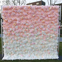 Panneau mural de fleurs artificielles carré 8x8 pieds, support réutilisable pour toile de fond florale de mariage avec roses, pour décoration d'événements et de fêtes d'anniversaire