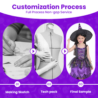 Robe de Costume d'Halloween pour Filles, Style Sorcière Violette Western, Confortable, Certifiée FAMA BSCI, Fabrication Personnalisée en Usine 2026
