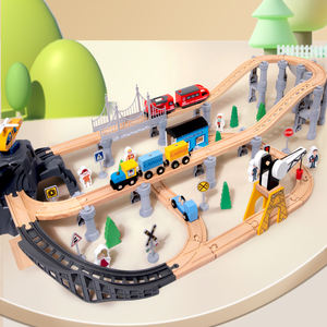 Nouveaux produits en bois <span class=keywords><strong>Train</strong></span> voie ferrée ensembles Montessori bois Construction piste éducatifs bricolage jouets pour enfants garçons et filles CE - Product Image 4