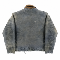 Blouson en jean vintage surdimensionné brodé avec patchs, style streetwear, pour l'hiver, vente en gros
