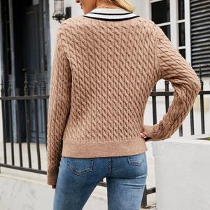 Spring Casual College Style Slim Cardigan for <strong>Women</strong> V Neck Knitted Long Sleeve Sweater - Product Image 2