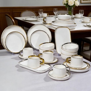 Stoneware 6-Piece Wedding Dinnerware <b>Set</b> Contemporary Ceramic Reusable Dishwasher & Microwave Safe for 6 Users - Product Image 2