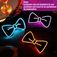 Nœud Papillon Lumineux LED pour Homme, Brillant dans le Noir, en Plastique, pour Danse, Anniversaire, Mariage, Fournitures de Fête
