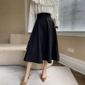 2023 New Fashion Women's High Waist Skirt Elegant Formal A-Line Twill Midi Skirt Custom Skirt For Ladies