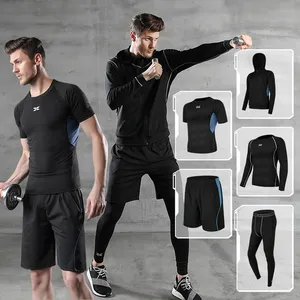 Tuta sportiva da uomo personalizzata a compressione abbigliamento da uomo abbigliamento Fitness da ginnastica Set da corsa tute da Jogging