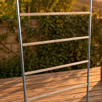 [En stock] Échelle à volailles en bois avec structure métallique, support d'activité à 4 marches pour poulailler extérieur