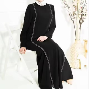 Muslim Abaya <b>Dress</b> Women Vintage Straight Natural <b>Long</b> Sleeve Modest Solid Floor-Length Middle East Islamic Arabian Robe Loose - Product Image 5