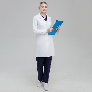 Blouse de laboratoire blanche pour adulte en polyester à manches longues, blouse médicale professionnelle pour la production alimentaire, tissu American <span class=keywords><strong>Drill</strong></span>, personnalisation en gros du logo - Product Image 4