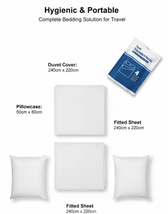Draps de lit jetables (drap, housse de couette, taie d'oreiller) anti-acariens 200TC, toutes saisons, essentiels <span class=keywords><strong>pour</strong></span> les voyages et l'hôtellerie, portables - Product Image 5
