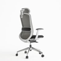 Chaise de bureau exécutive pivotante moderne et élégante en maille avec accoudoirs en PU, siège en mousse 50D, appui-tête réglable, vérin à gaz 100 mm et base en aluminium