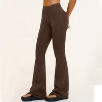 Pantalon évasé de fitness sans couture avec logo personnalisé pour femme, taille haute, effet push-up, très élastique, leggings de yoga évasés
