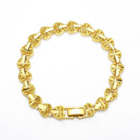 Bracelet en Chaîne à Maillons Creux Créatif avec Fermoir, Montre Cœur et Jonc Plaqués Or 24K, Bijoux Classiques de Dubaï et Arabie Saoudite pour Femme, Vente en Gros
