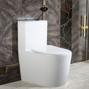 Modern <strong>White</strong> One Piece Elongated Toilet Bowl Concealed Tank Siphon Flushing Porcelain <strong>Bathroom</strong> Floor Mounted Commode for Hotels - Product Image 3