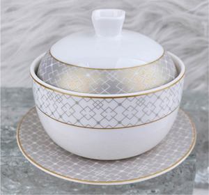 Juego de Vajilla de Porcelana Fina (45% China de Alta Calidad) con Borde Dorado Pintado a Mano y Relieve, Lujoso, para Hoteles 5 Estrellas, Banquetes de Boda y Restaurantes - Product Image 4