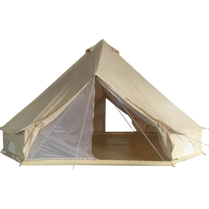 outdoor luxury safari 5m large space cotton canvas 5m bell tent for sale with 2 double door